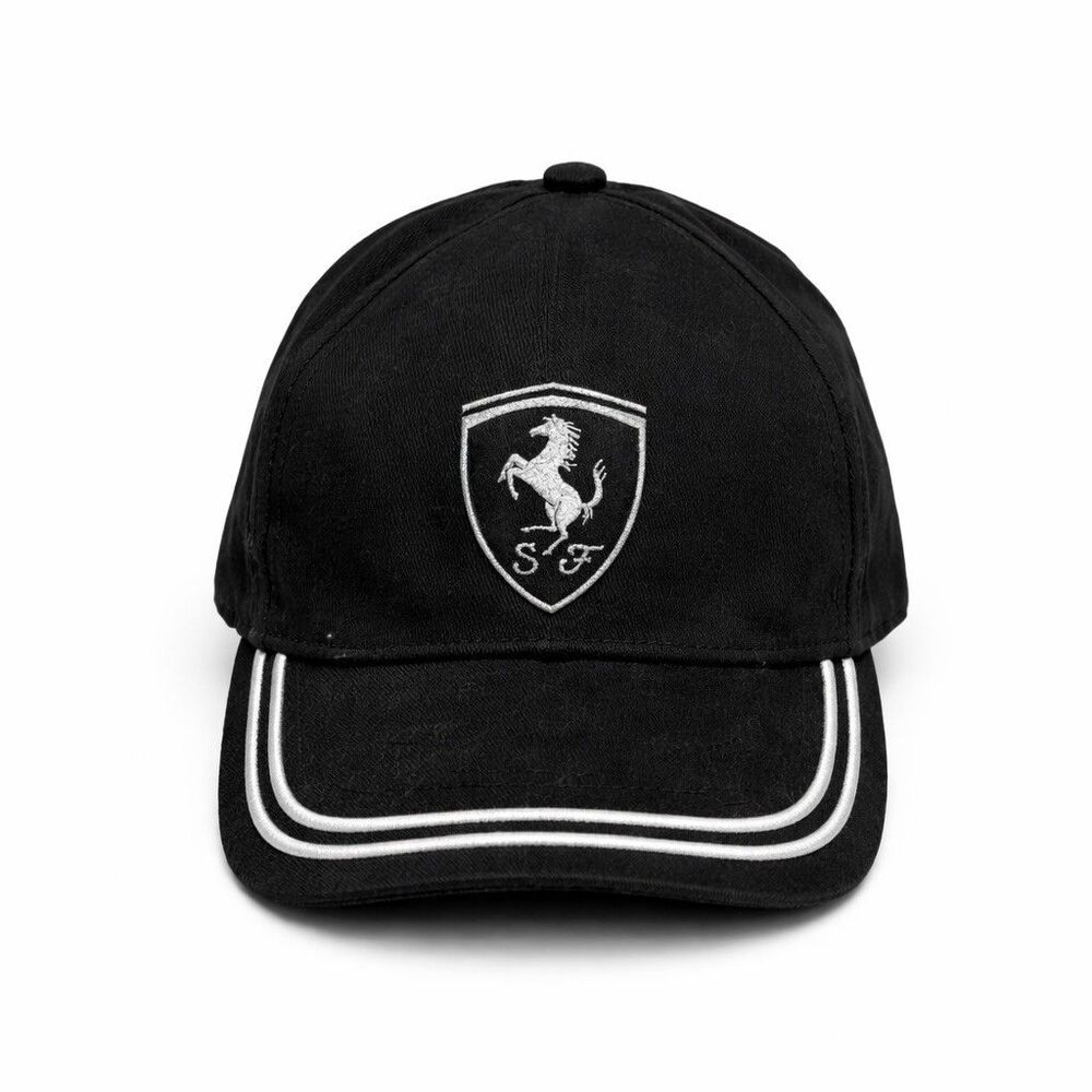 Scuderia Ferrari Baseball Cap Unisex Black Adjustable Strapback Logo OS